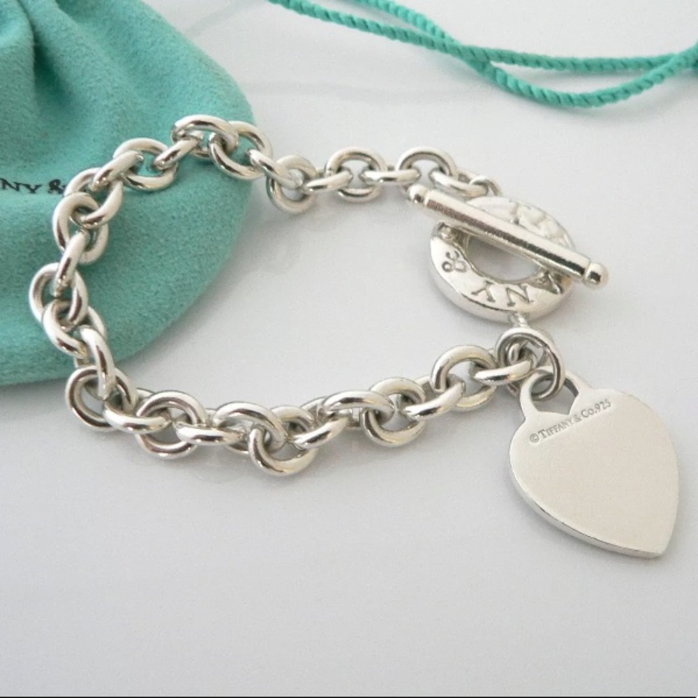 TIFFANY & CO sterling silver heart tag toggle charm bracelet